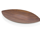 صينية شكل الورقة متوسطة بشكل خشبي - بني